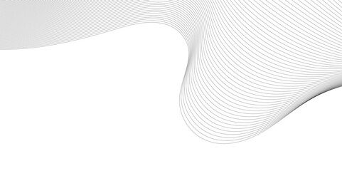 Abstract wavy and curve line on transparent background. Gray curved line for banner design and frequency sound wave line. Future technology concept.