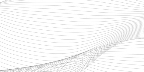 Abstract Gray wavy business and banner curve line background. Digital future technology concept. Line art striped graphic template, banner background. Vector illustration.