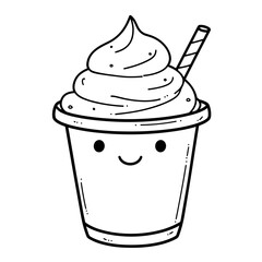 delicious ice cream kawaii style coloring book page for kids