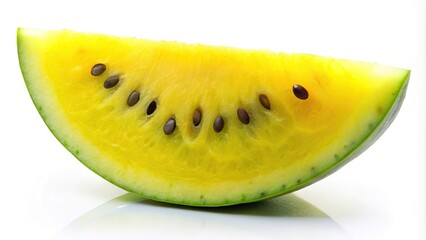 Eye Level Bite size yellow watermelon over white background