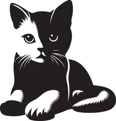 A cat in action vector silhouette style image