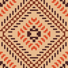 Endless Ikat Quilt Patternfolk Embroidery, Aztec Geometric Ornament Print. Design for Carpet, Wallpaper, Clothing, Wrapping, Fabric