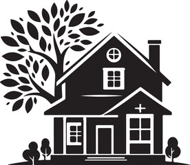 A beautiful house with a garden vector style