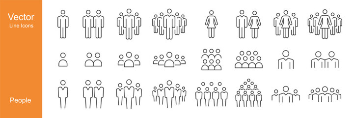 People Icons - Vector Line. Editable Stroke.