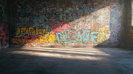 Fototapeta premium Graffiti Wall in Abandoned Building