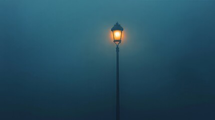 Street Lamp in Foggy Night - Urban Landscape Photography