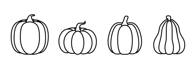 Set pumpkin icon illustration. Editorial stroke.