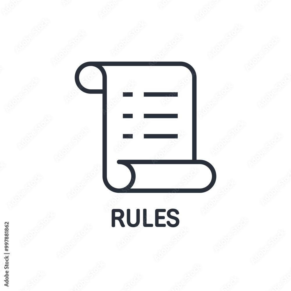 Poster additional instructions. new rules, regulation. vector linear icon isolated on white background.