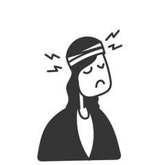 woman with bandaged head illustration in doodle hand drawing