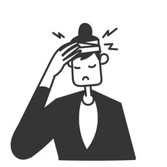 woman with bandaged head illustration in doodle hand drawing