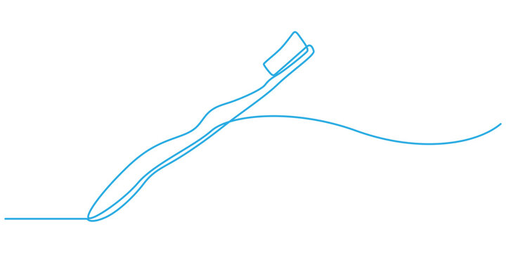 recommend clip art: Toothbrush in one continuous line in color. One line drawing, minimalism. Vector illustration, Toothbrush, line vector sign. Hygiene and teeth care symbol, logo illustration. Continuous one line draw