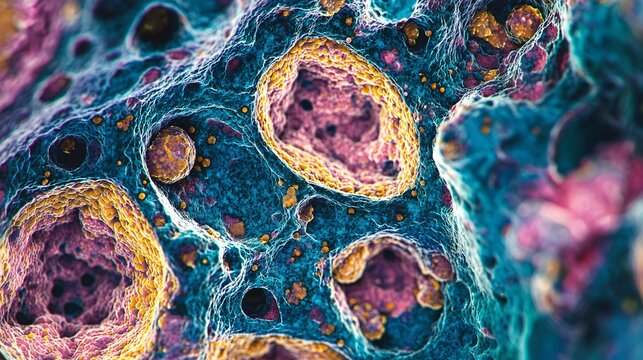 Under a microscope, placental cells reveal complex structures that emphasize their crucial role in human growth.