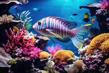 multi colored fish swimming in a vibrant coral reef