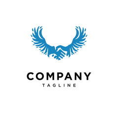 Hand shake Angel wings logo icon vector