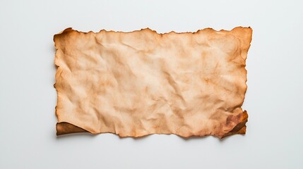 Textured Old Note Paper with Water Stains on Pristine White Background
