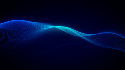 Futuristic Technology Glowing Blue Wave on Dark Background
