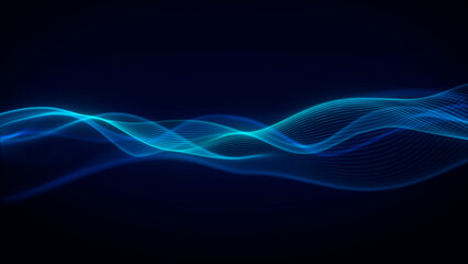 Futuristic Technology Glowing Blue Wave on Dark Background