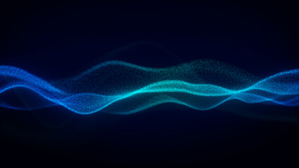 Futuristic Technology Glowing Blue Wave on Dark Background