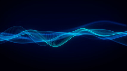 Futuristic Technology Glowing Blue Wave on Dark Background