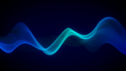 Futuristic Technology Glowing Blue Wave on Dark Background