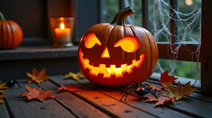 halloween pumpkin on a wooden background