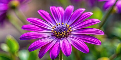 Obraz premium Eye level view of Pericallis cruenta flower from the Canary Islands