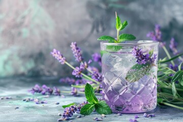 Refreshing lavender and mint floral mocktail with edible flowers for a calming summer beverage












