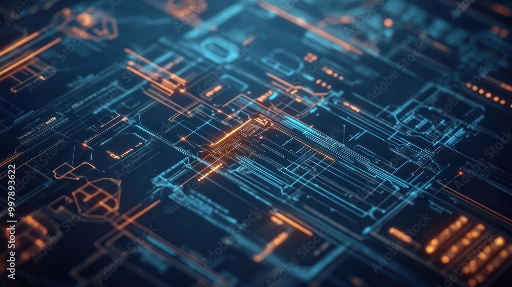 Aufkleber close up image of technical blueprints in abstract innovation. suitable for technology related conte