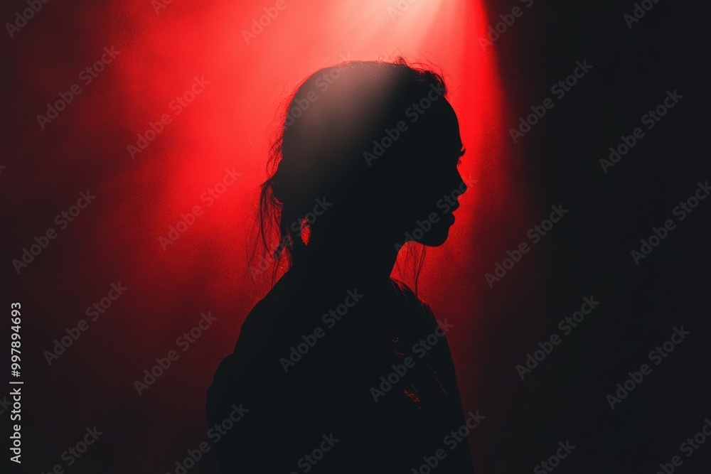 Poster a lone figure is shrouded in shadows, with intense red and black hues enhancing the atmosphere of fe