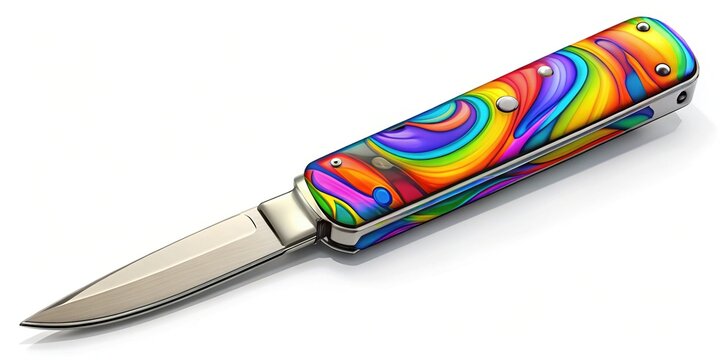 Colorful Cartoon Switchblade Knife with a Playful Design Perfect for Fun Illustrations and Graphics