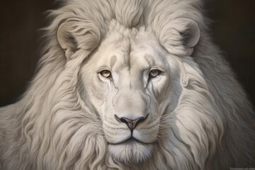Naklejka premium A majestic white lion with a detailed and expressive face.