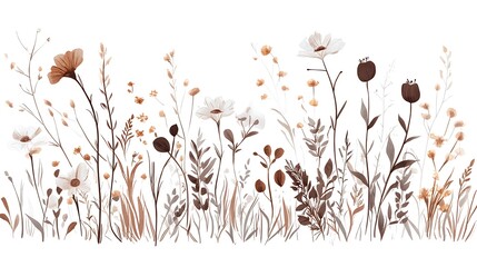 Watercolor Painting of Delicate Wildflowers