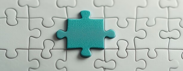 Fototapeta premium A puzzle piece labeled 'Right Candidate' connecting with a digital resume, clean workspace with light gray tones, minimalistic, 3D render, close-up with room for text.
