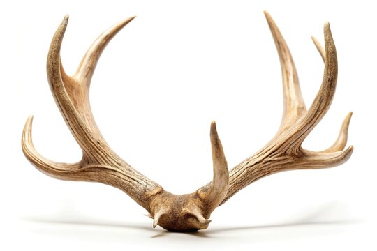 Fallow deer antler shed isolated on white background