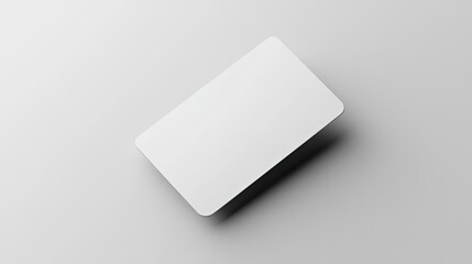 3D rendering of a blank white debit or credit card, floating against a clean background, ready for customization, representing a sleek and minimalist design.