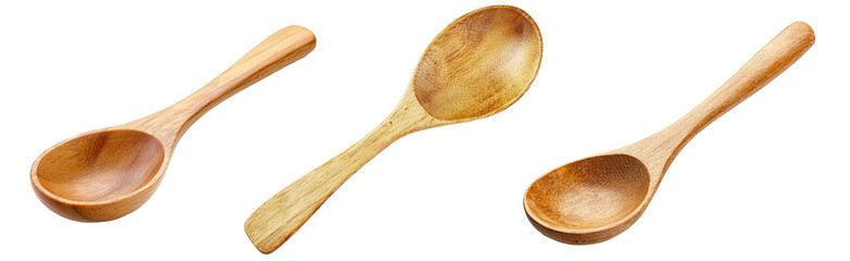 A simple wooden spoon with a natural finish, isolated.