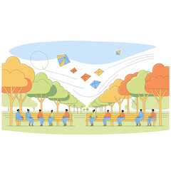 Happy positive people, group portrait. Men and women team gesturing with Love, support, solidarity, expressing healthy community. Flat graphic vector illustration.