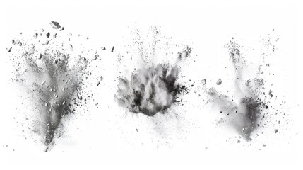Explosive Black Powder Burst Sequence Isolated on White