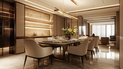 A luxurious dining room with Malaysian modern decor