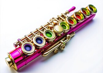 Fototapeta premium Elegant Transparent Piccolo Instrument Isolated on White Background for Music and Art Concepts