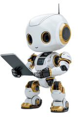 Fototapeta premium Futuristic Robot Holding Tablet - Advanced Technology and Artificial Intelligence Concept
