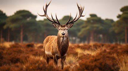 Obraz premium Majestic Stag Standing Proud in Autumn Forest