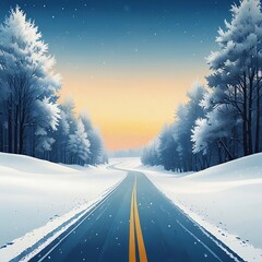 winter road in the forest