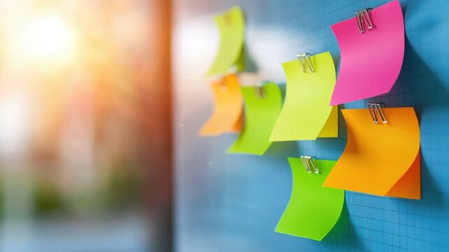 Strategic Planning Board for Business Success with Checklists, Sticky Notes, and Team Discussions | Copy Space Available for Text