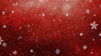 Red Christmas Background with Snowflakes