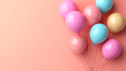 Colorful Balloons on Pastel Background