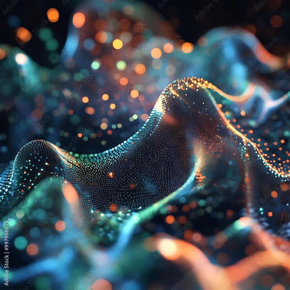 Poster abstract representation emphasizing the intersection of ai and nanotech