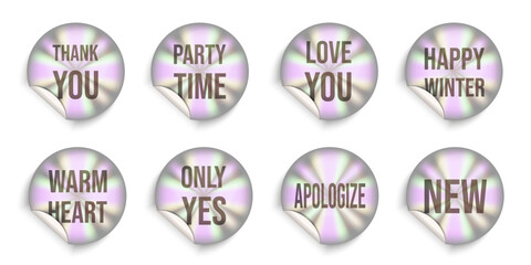 Obraz premium Set of trendy Holographic sticker. 3D metallic effect emblem collection. Vector can used scrapbook template design. EPS 10