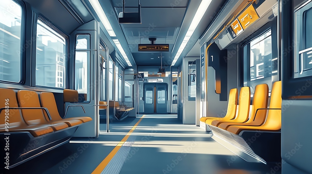 Poster ai-driven creation showing a modern train's interior with futuristic details image
