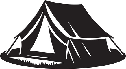 Outdoor camping tent silhouette vector illustration isolated on a white background